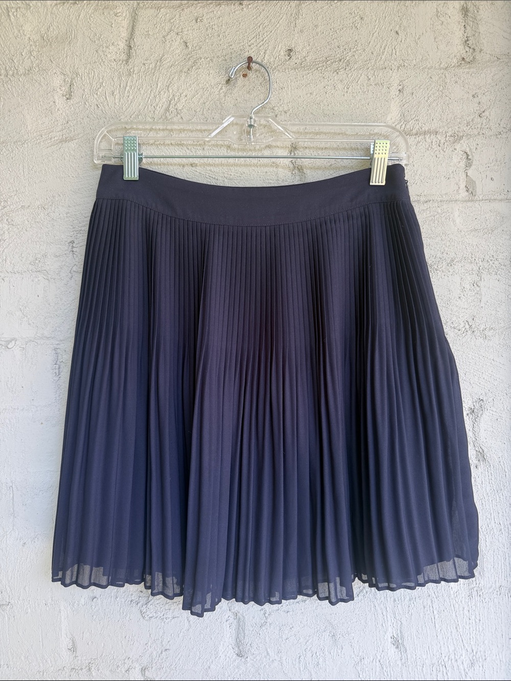 Ann Taylor Navy Knife Pleated Nautical Preppy Skirt Size 4P - Picture 1 of 9